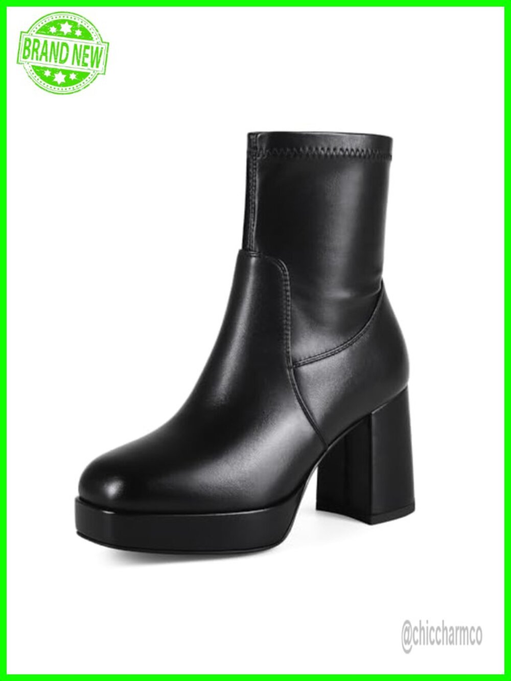 Women's Stretch Ankle Boots Platform Chunky Booties PU